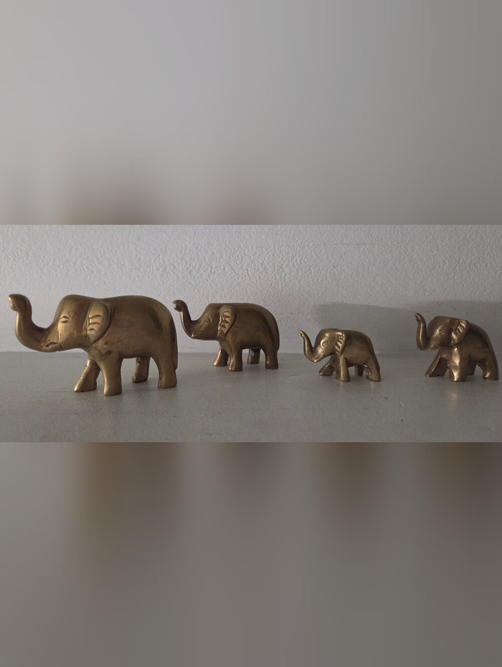 Vintage Mini Brass Elephant Family